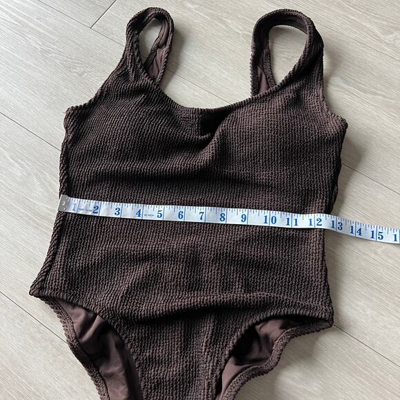 J Crew Claudia Scrunchie One Piece Swimsuit Size 6 Brown Textured - Picture 9 of 9